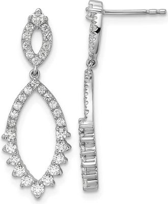 Diamond2Deal 14K White Gold 0.85 ct Lab Grown Diamond Teardrop Dangle Earrings VS Clarity, G-H Color