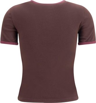 Courr&egrave;ges Womens Cotton T-Shirt Burnt Red-Deep Grenat T-Shirts Red/deep And Polos