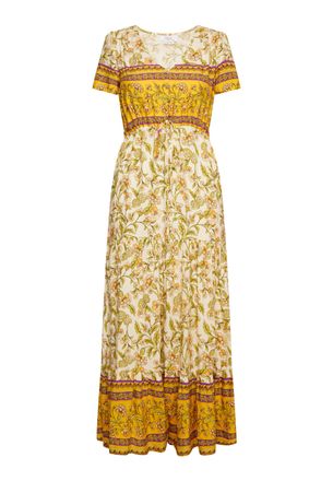 Usha Zomerjurk Dames Wol Wit Veelkleurig