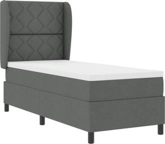 vidaXL vidaXL Box Spring Bed with Mattress in Dark Grey, 80x200 cm, Fabric