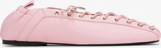 Ganni Purple Lace-Up Ballerinas in Rose