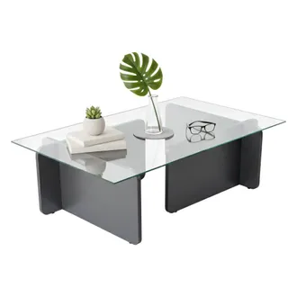 Dmora Dmora - Mesa De Caf&eacute; Kallias, Mesa De Centro Baja, Revistero Para Sof&aacute;, Estante De La Sala De Estar, 105x65 H30 Cm, Antracita
