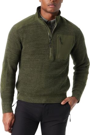 G.H. Bass & Co. Bass Outdoor Sweater Mens Green Zip Long Sleeve Mock Neck Pullover FTS28