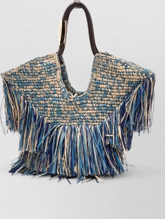 Zimmermann raffia fringed tote bag