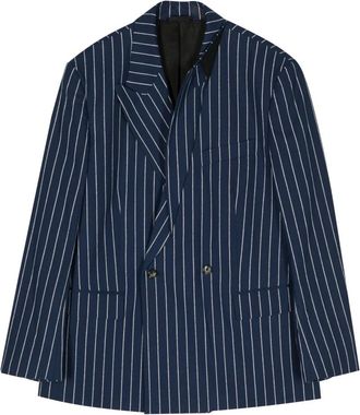 Marina Yee Blue Striped Double-Breasted Blazer