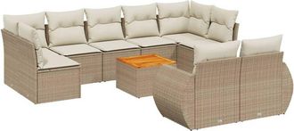 vidaXL Juego De Sof&aacute;s Jard&iacute;n Con Cojines Beige 10 Pzas Rat&aacute;n Sint&eacute;tico Vidaxl