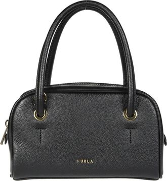 Furla Poppy Mini Dome - Dames - Handtassen - Zwart - ONE Size - Leer - Tassen