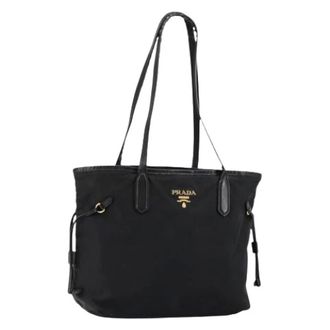 Prada Pre-owned Tote Bags, female, Black, Size: ONE SIZE Pre-owned Nylon Tote Bag