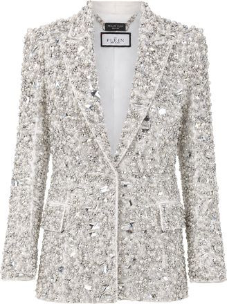 Philipp Plein Deep V-Neck Blazer Pearls Crystals