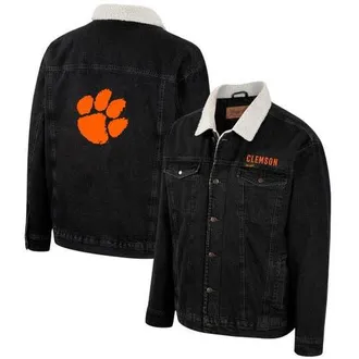 Wrangler Mens Colosseum x Wrangler Charcoal Clemson Tigers Western Button-Up Denim Jacket at Nordstrom, Size Large