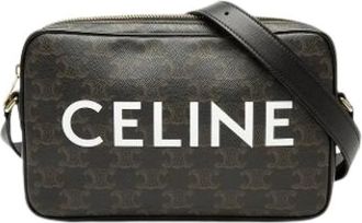 Celine Pre-owned Canvas Crossbody Bag - Dames - Vintage Schoudertas - Bruin - ONE Size - Leer - Vintage