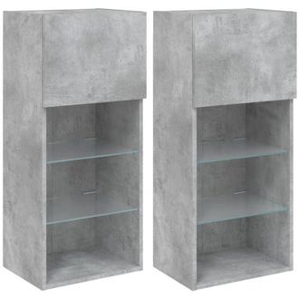 vidaXL Vidaxl - Muebles De Tv Con Luces Led 2 Uds Gris Hormig&oacute;n 40,5x30x90 Cm