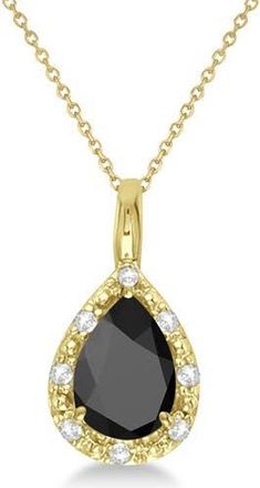 Allurez Pear Shaped Pendant Necklace in 0.85Ct, Onyx, Yellow Gold at Nordstrom, Size 18