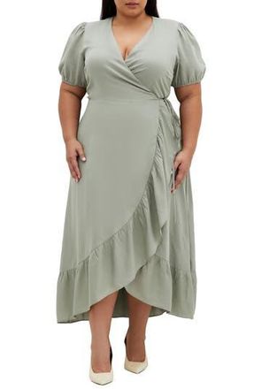 City Chic Sarina Maxi Wrap Dress in Soft Sage at Nordstrom Rack, Size 14W