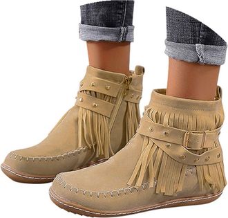 Generic Short Ankle Boots for Women Uk Chelsea Boots Waterproof Low Square Heel Cap Toe Boots Non-Slip Winter Side Zipper, Arch Support Boots Classic Formal W