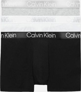 Calvin Klein Mens 3-Pack Modern Structure Boxer Trunks, Black/White/Grey - Size: 32/34/35