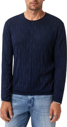 John Varvatos Brycen Broken Argyle Organic Cotton Sweater in Navy at Nordstrom, Size Xx-Large
