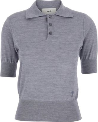 Ami Tops, Dames, Grijs, S, Wol, De Coeur Polo