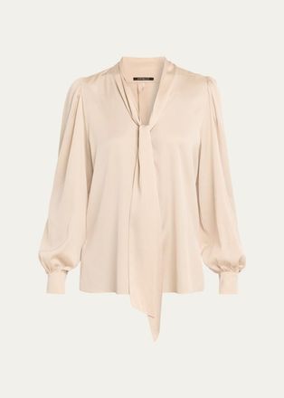 Kobi Halperin Selena Stretch-Silk Tieneck Blouse