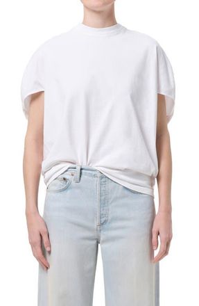 A Gold E Souline Ruched Sleeve T-Shirt in White at Nordstrom, Size X-Large