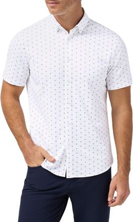 Mizzen+Main Halyard Floral Print Short Sleeve Performance Button-Up Shirt in White Split Floral at Nordstrom, Size X-Large