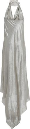 Frolov Womens Long Silk Dress Silver