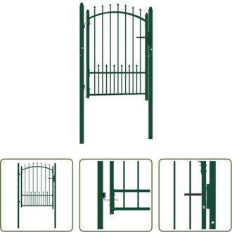 vidaXL Cancello in acciaio - Cancello per recinzione Emmen con punte in acciaio 104x109,5 cm verde