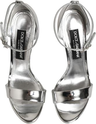 Dolce & Gabbana Womens Silver Leather Platform Keira Sandals Shoes Pl+pu