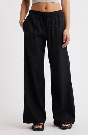 BP. Linen Blend Beach Pants in Black at Nordstrom, Size Xx-Small