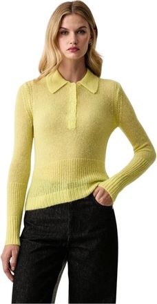 Patrizia Pepe Gebreide trui met ronde hals - Dames - Truien - Geel - Maat: XS Wol