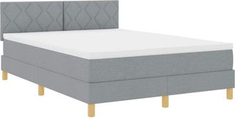 vidaXL Vidaxl - Cama Box Spring Con Colch&oacute;n Gris Claro 160 X 200 Cm Tela