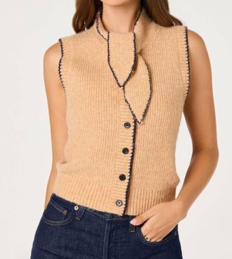 Astr Auber Tie Neck Vest In Camel