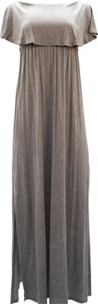 Alice & Olivia Alice + Olivia Off Shoulder Slit Dress in Grey Lyocell
