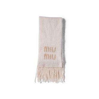 Miu Miu Wool And Mohair Scarf, Woman, White