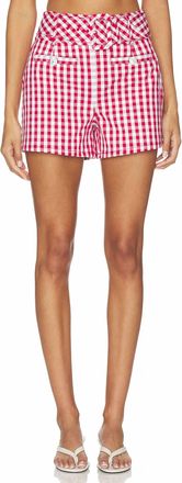 Cinq &agrave; Sept Allie Mini Gingham Short In Chili Pepper/white