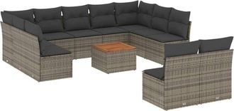 vidaXL Set De Sof&aacute;s De Jard&iacute;n 12 Pzas Con Cojines Rat&aacute;n Sint&eacute;tico Gris Vidaxl