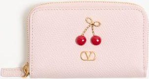 Valentino Garavani Cherryfic Mini Zip Wallet in Grainy Calfskin Wo