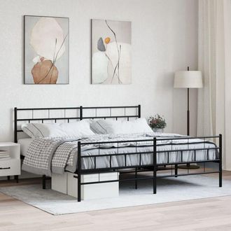 vidaXL Metal Bed Frame without Mattress with Footboard Black 200x200cm Vidaxl
