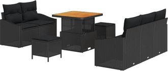 vidaXL Vidaxl - Garden Sofa Set with Cushion 8 pcs Black 80 x 80 x 71 cm