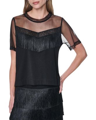 DKNY Dkny Mesh Fringe Shirt