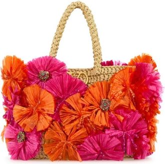 Valentino Garavani Embellished Raffia Vlogo Signature Handbag