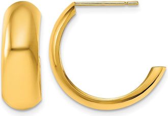 Diamond2Deal 10k Yellow Gold Polished 6.5mm J- Shape Hoop Earrings