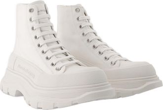 Alexander McQueen Womens Tread Slick Sneakers White Leather Shoes