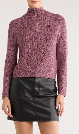 DKNY Marled Quarter Zip Sweater in Dusty Mauve at Nordstrom Rack, Size X-Small