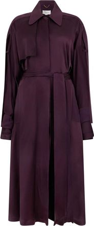 Victoria Beckham Trenchcoat met contrasterende rand - Dames - Trenchcoats - Paars - 2XS - Satijn - Jassen