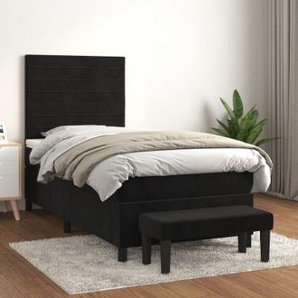 vidaXL Vidaxl - Cama Box Spring Con Colch&oacute;n Cuero Sint&eacute;tico Negro 90x190 Cm