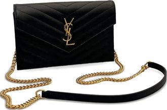 Saint Laurent Envelope kleine portemonnee met ketting - Zwart
