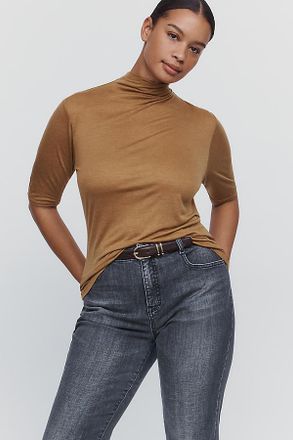 Pilcro Hartley Wool Blend Tissue Weight Mock Neck Top
