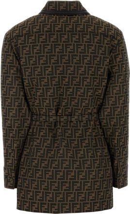 Fendi Womens Canvas Jacket Brown Polyester Cotton