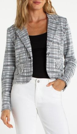 Liverpool L.A. Plaid Crop Blazer in Black/White Plaid at Nordstrom, Size X-Small